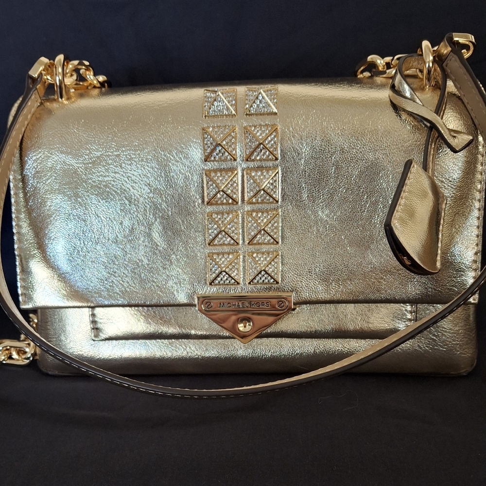 Michael Kors Gold Shoulder Bag with Studded Detail